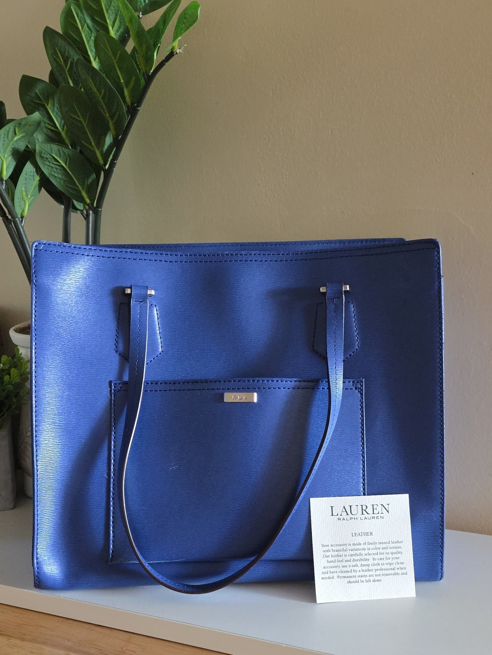 Lauren RALPH LAUREN Lowell Leather Tote - Royal Blue O/S